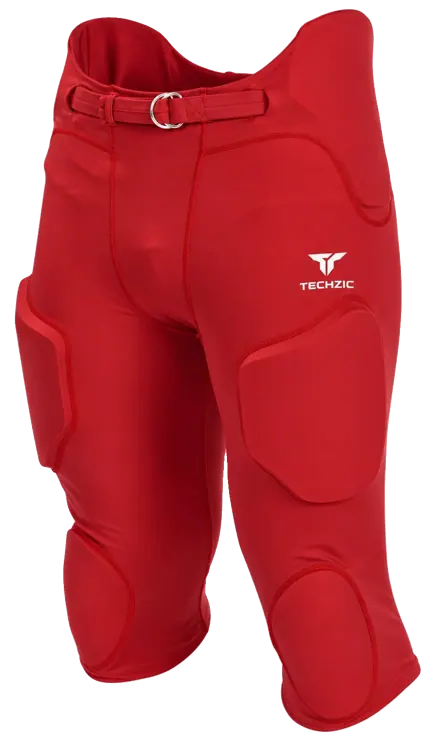 TECHZIC High-Waist Padded Football Pants in Red