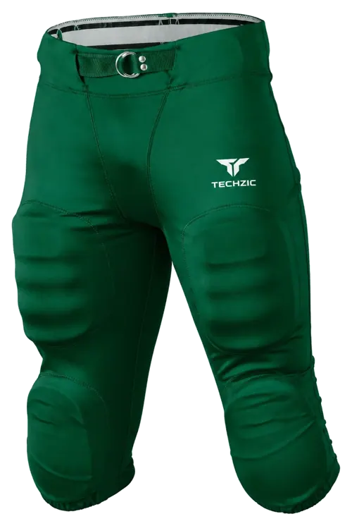 TECHZIC Ribbed-Pad Football Pants in Forest Green