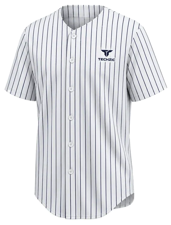 TECHZIC Classic Pinstripe Baseball Jersey - White / Navy