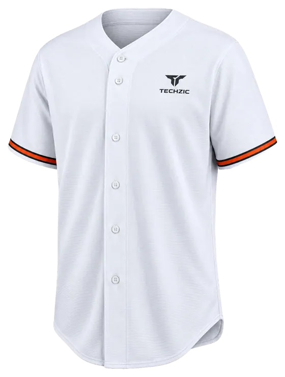 TECHZIC Orange-Cuff-Trim Baseball Jersey