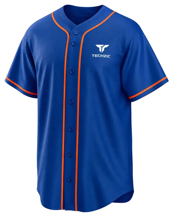 TECHZIC Orange-Piped Baseball Jersey