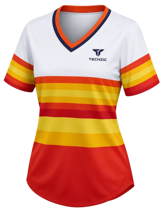 TECHZIC Sunset-Band V-Neck Baseball Jersey