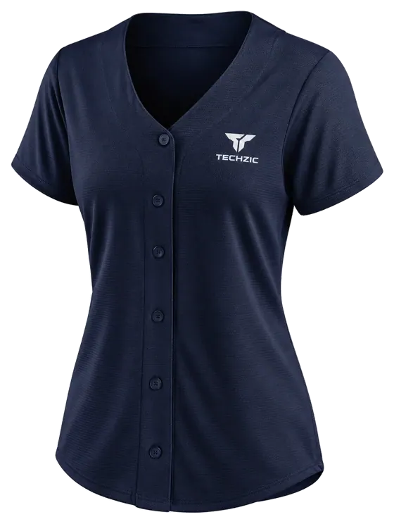 TECHZIC Women's Button-Front Baseball Jersey