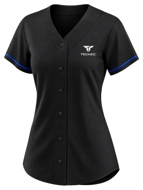 TECHZIC Women's Fine-Cuff-Trim Baseball Jersey