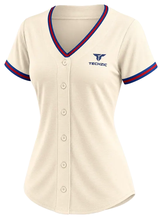 TECHZIC Women's Tricolour-Trim Baseball Jersey