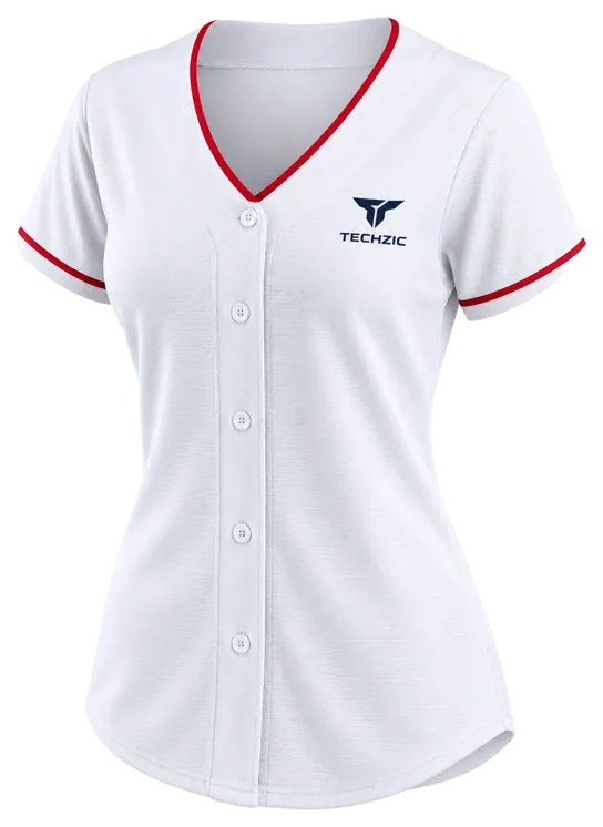 TECHZIC Women's Red-Trim Baseball Jersey