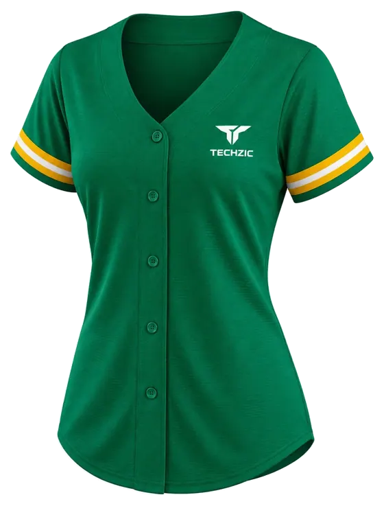 TECHZIC Women's Gold-Stripe Baseball Jersey