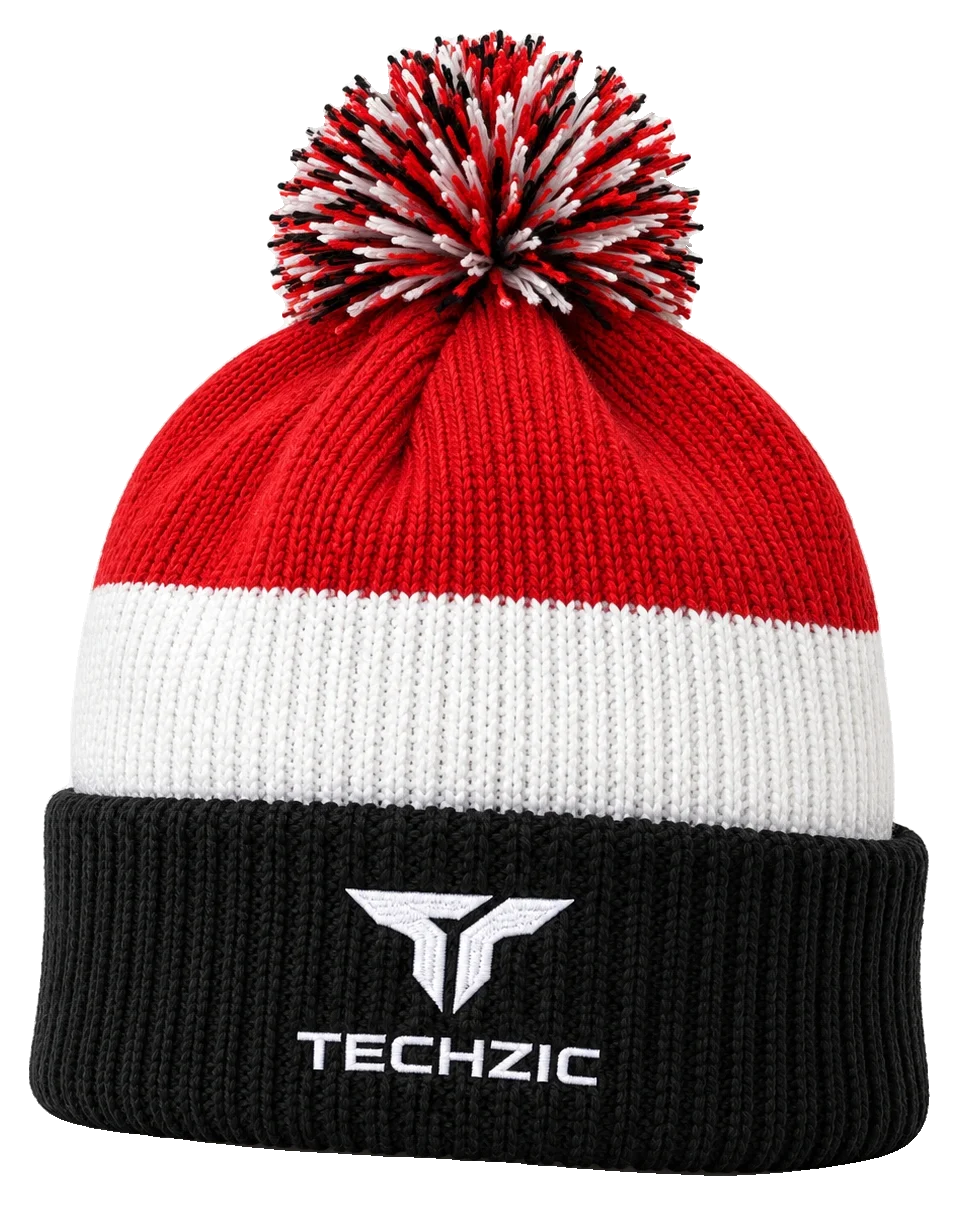TECHZIC Custom Knit Pom Beanie 2402 - Custom Knit Beanies by TECHZIC