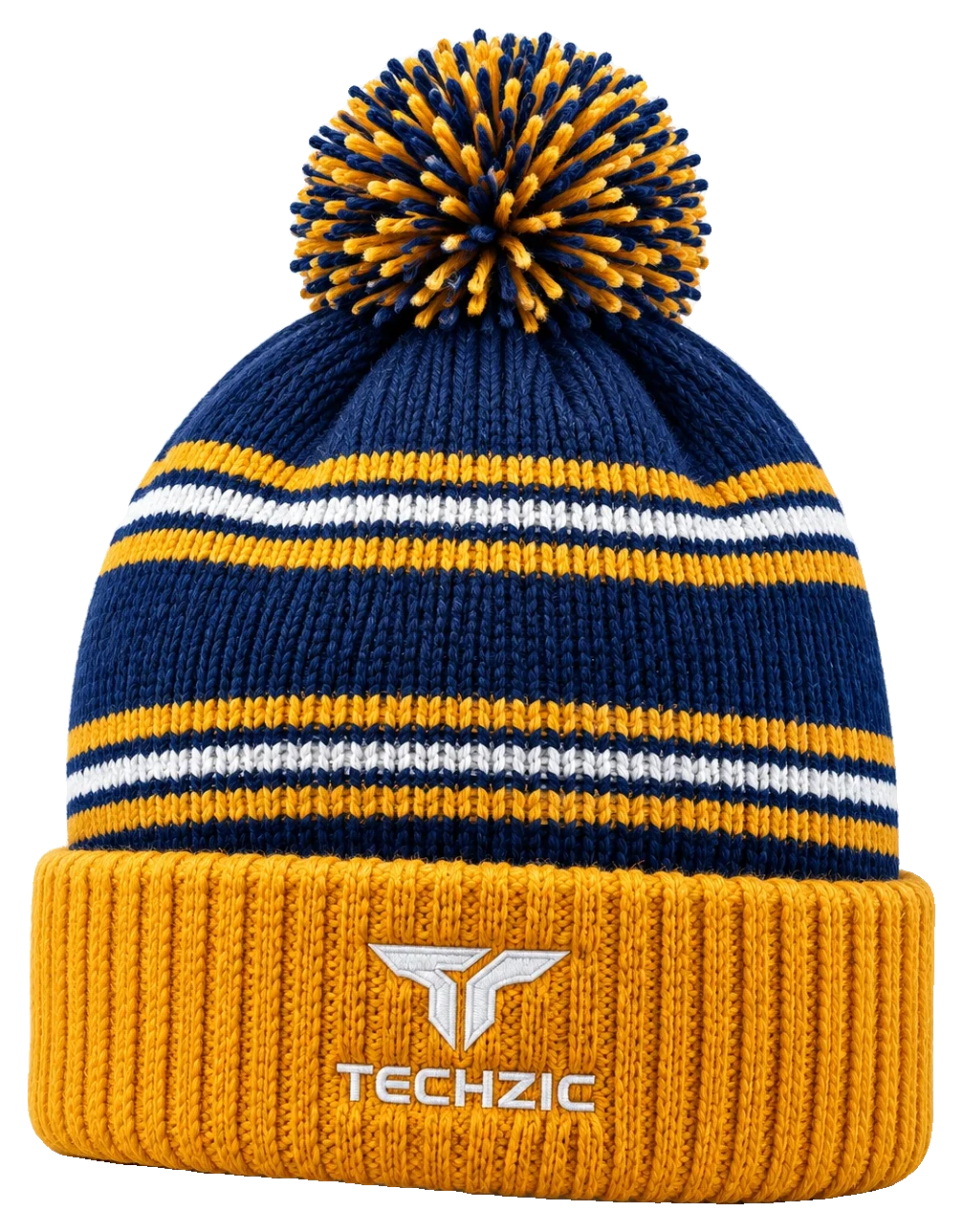 TECHZIC Custom Knit Pom Beanie 2421 - Custom Knit Beanies by TECHZIC