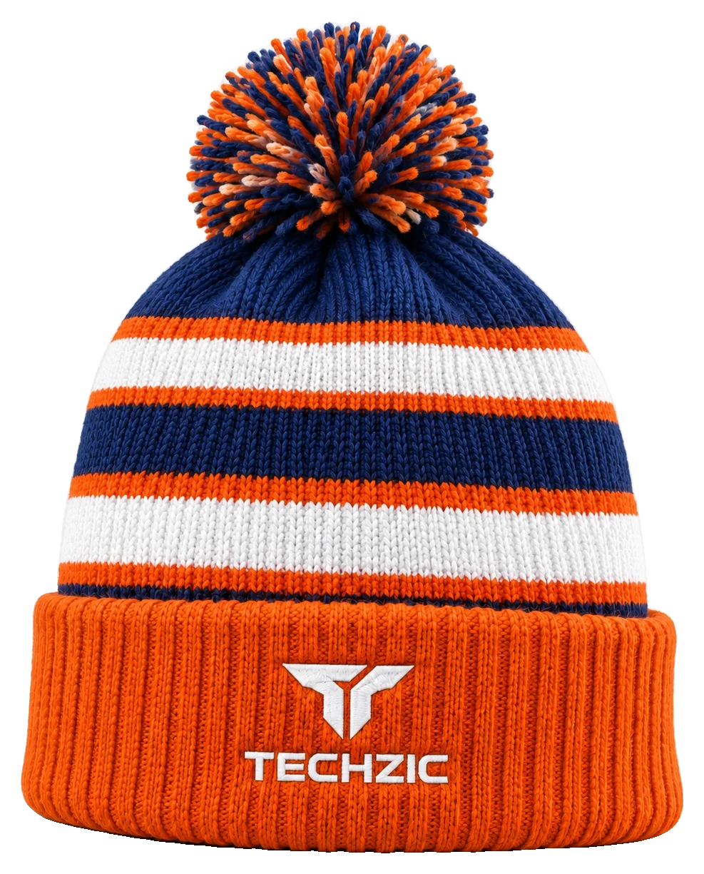 TECHZIC Custom Knit Pom Beanie 2422 - Custom Knit Beanies by TECHZIC