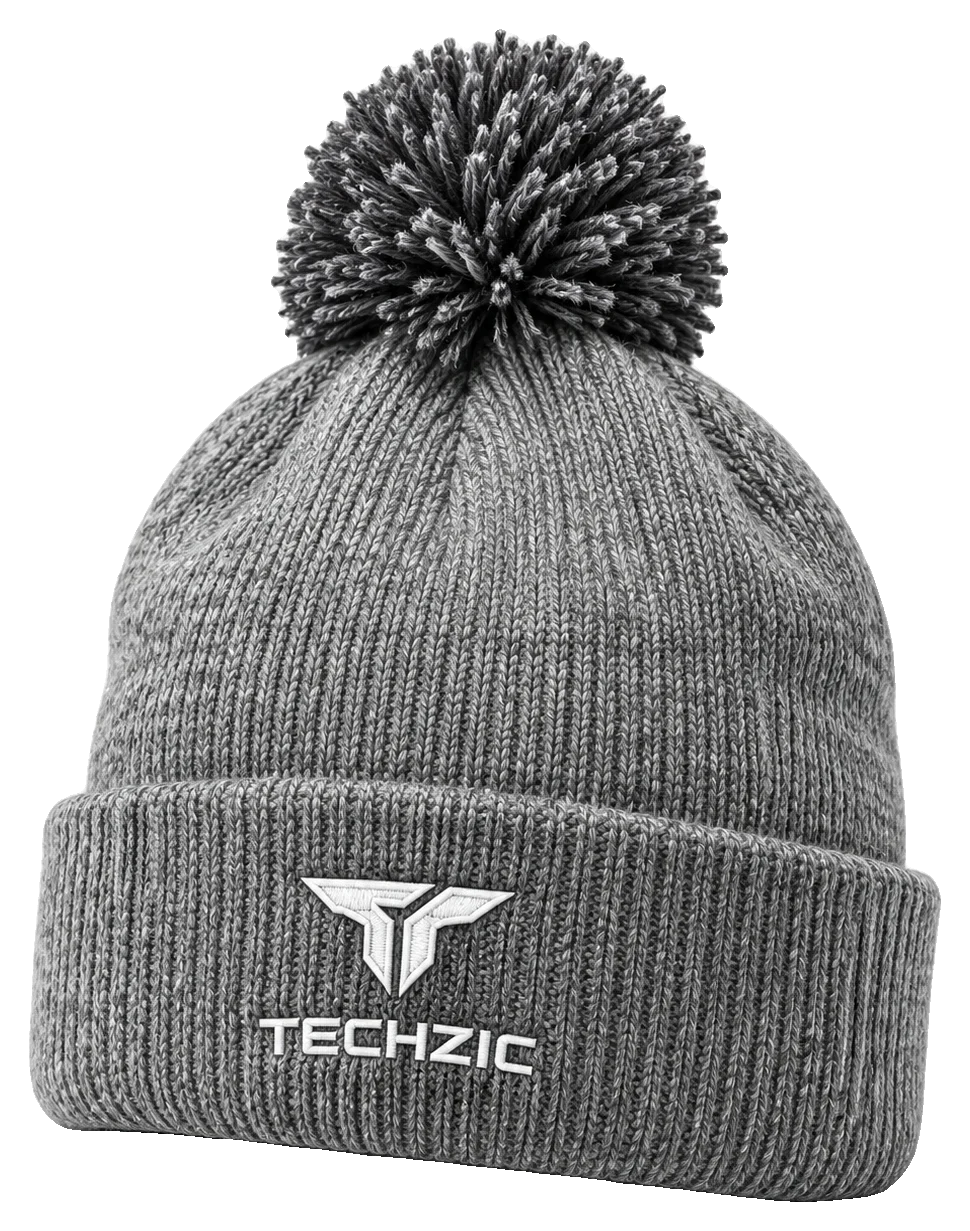 TECHZIC Custom Knit Pom Beanie 2425 - Custom Knit Beanies by TECHZIC