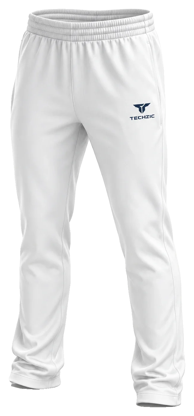 TECHZIC Classic White Cricket Trousers - Cricket Trousers by TECHZIC