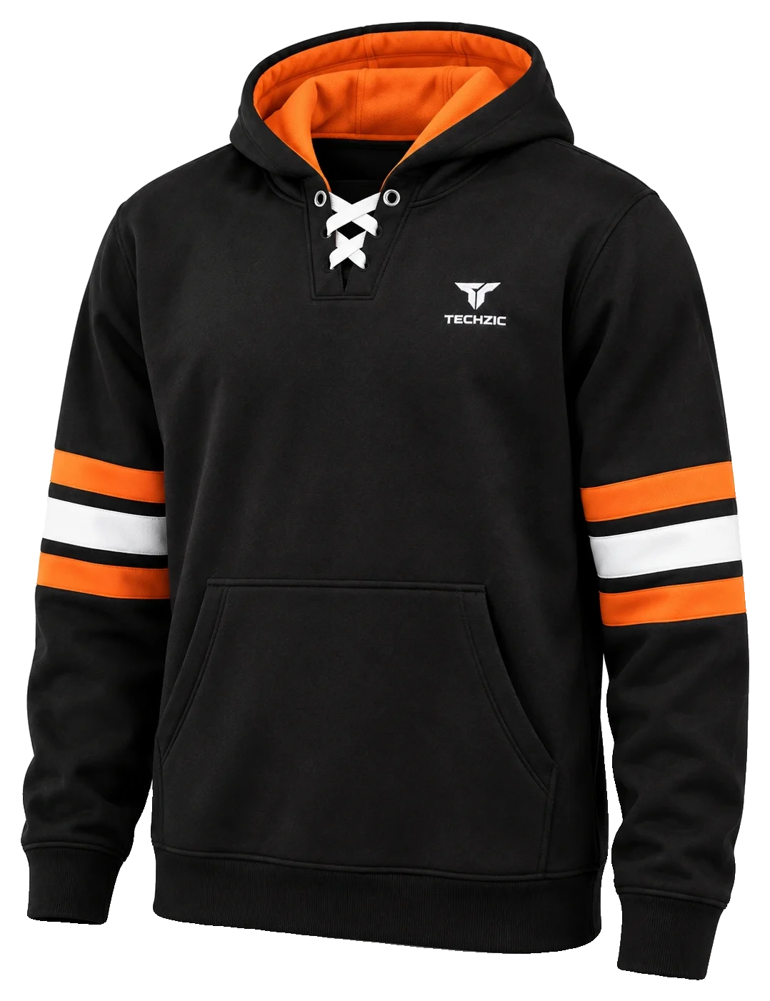 TECHZIC Hockey Stripe Lace Hoodie - Hoodies by TECHZIC