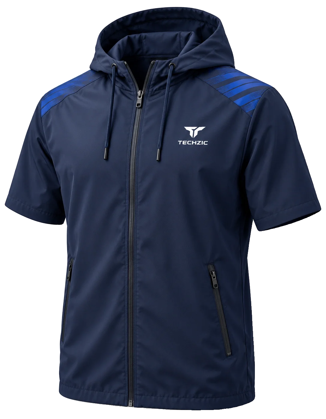 TECHZIC Short-Sleeve Full-Zip Hooded Training Shell - Training Shells by TECHZIC