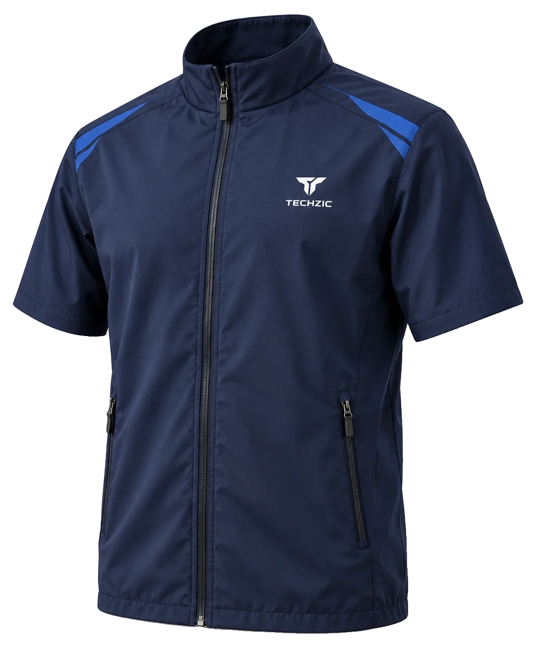 TECHZIC Short-Sleeve Full-Zip Stand-Collar Training Shell - Training Shells by TECHZIC