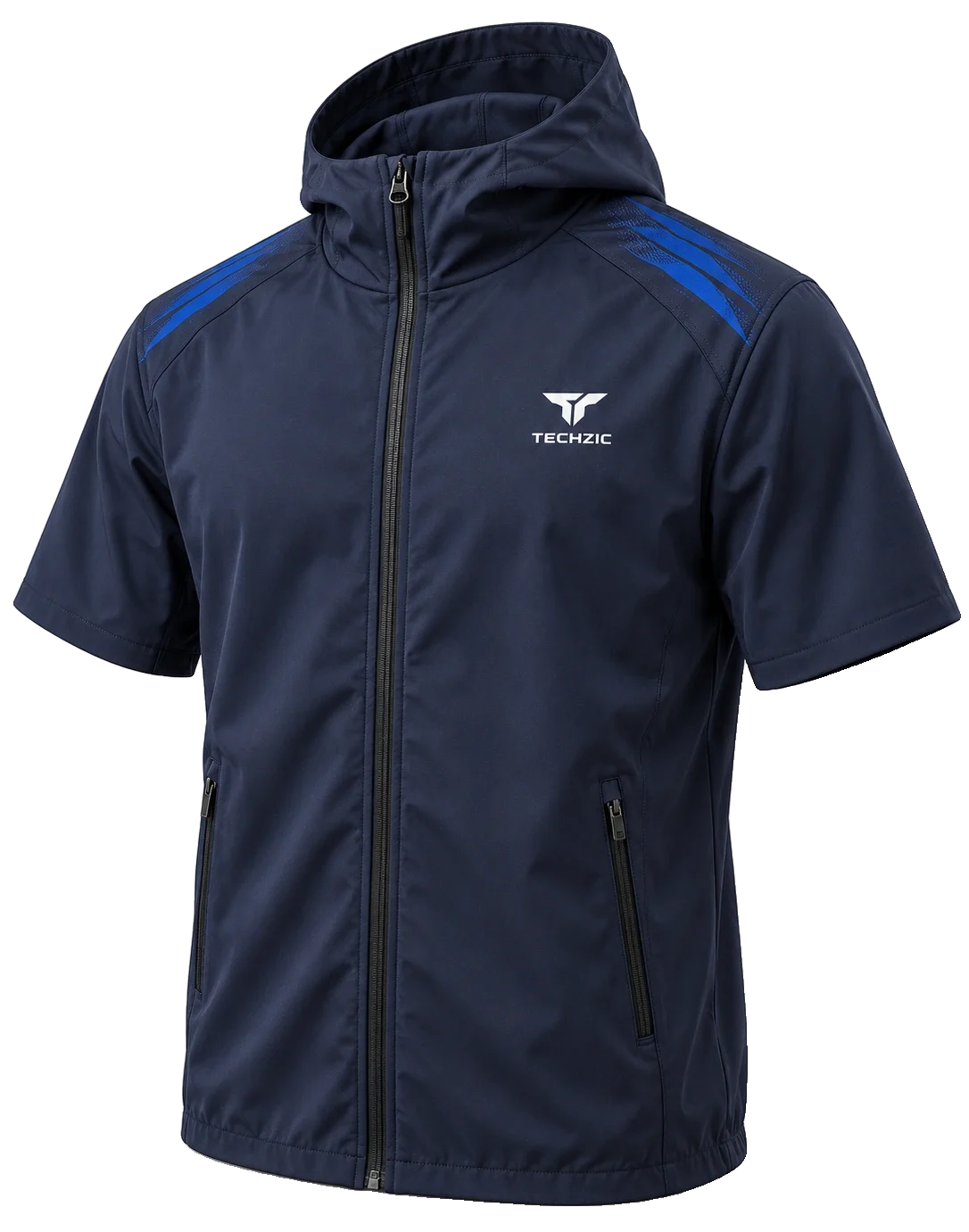 TECHZIC Short-Sleeve Full-Zip Scuba-Hood Training Shell - Training Shells by TECHZIC