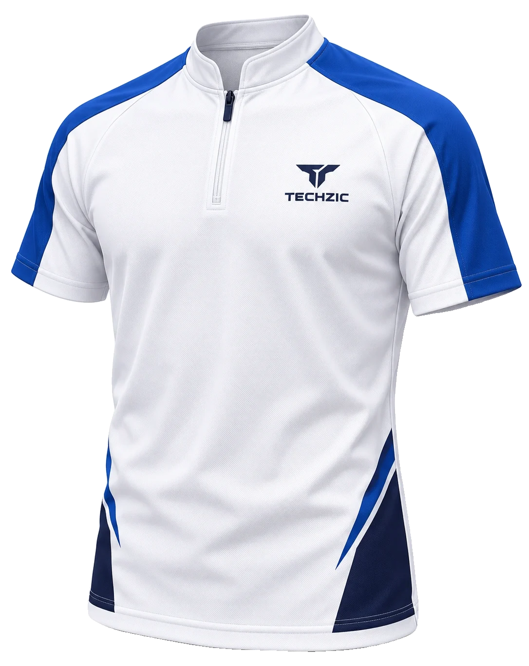 TECHZIC Short-Sleeve Mandarin Zip Shirt - Performance Tops by TECHZIC