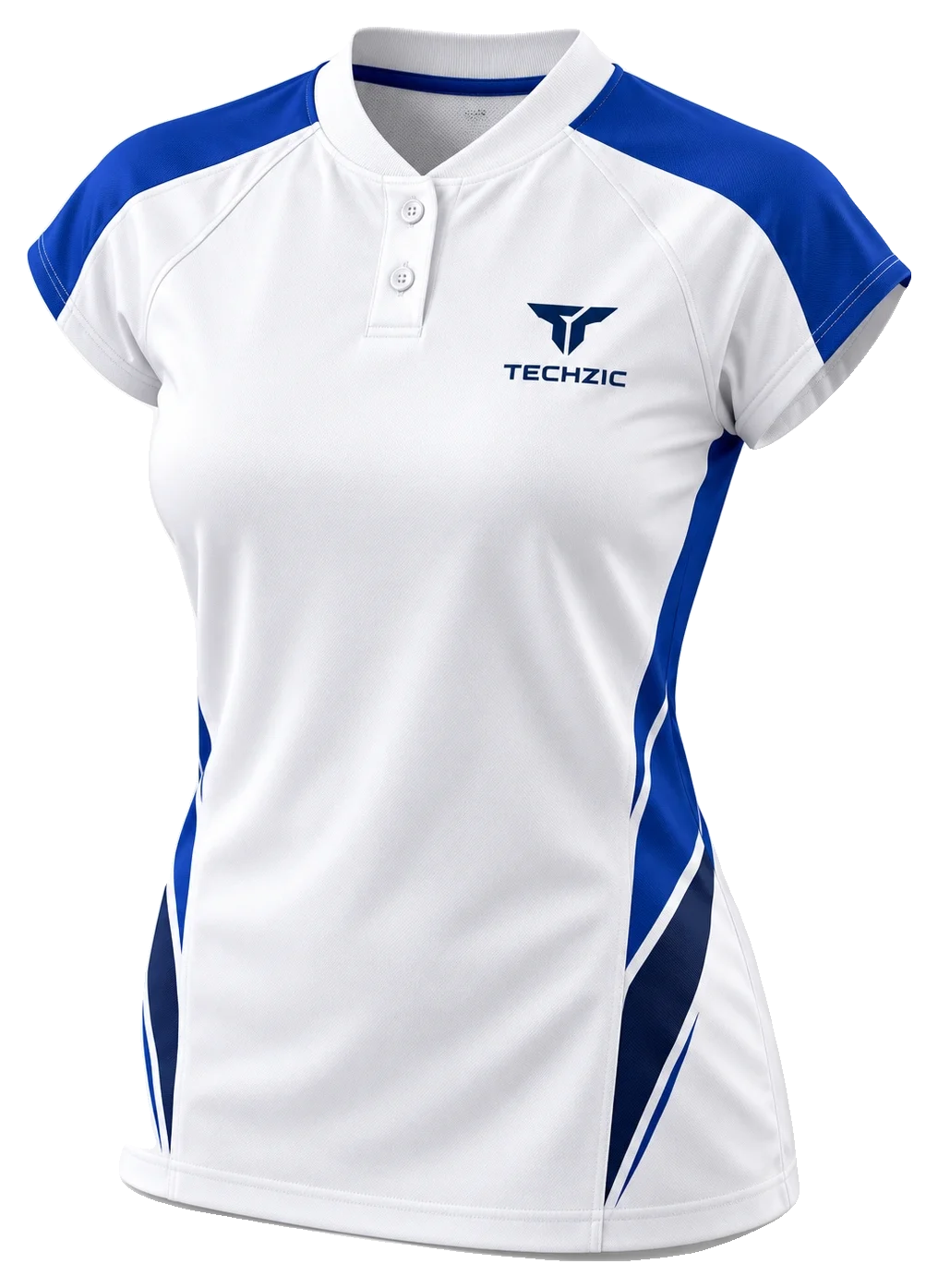 TECHZIC Ladies Cap-Sleeve Two-Button Baseball Jersey - Baseball Jerseys by TECHZIC