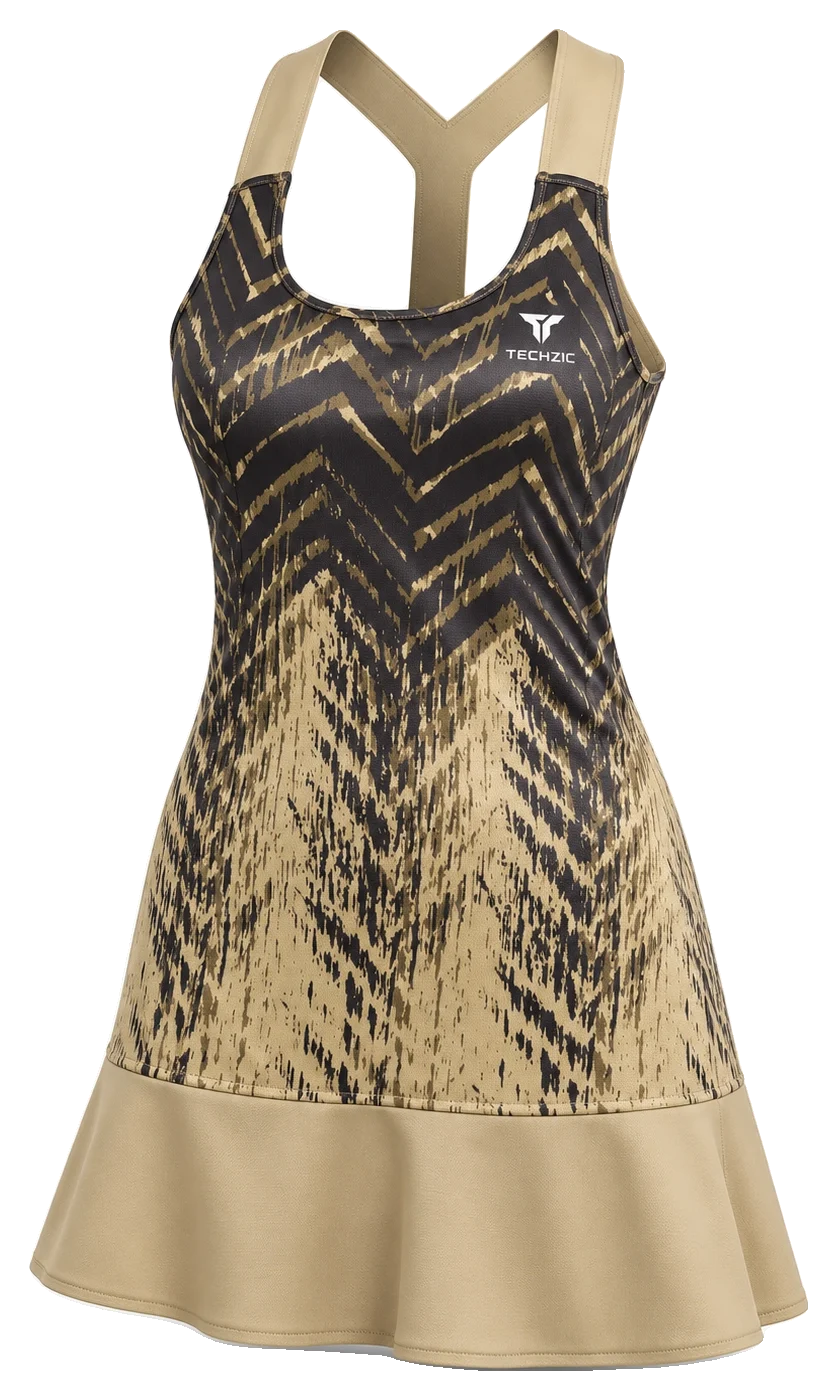 TECHZIC Graphic Racerback Tennis Dress - Tennis Dresses by TECHZIC