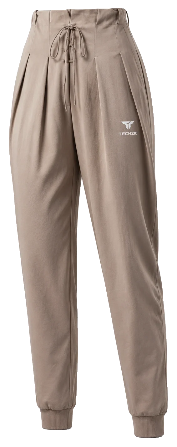 TECHZIC Women's Pleated Cuff Trousers - Training Pants by TECHZIC