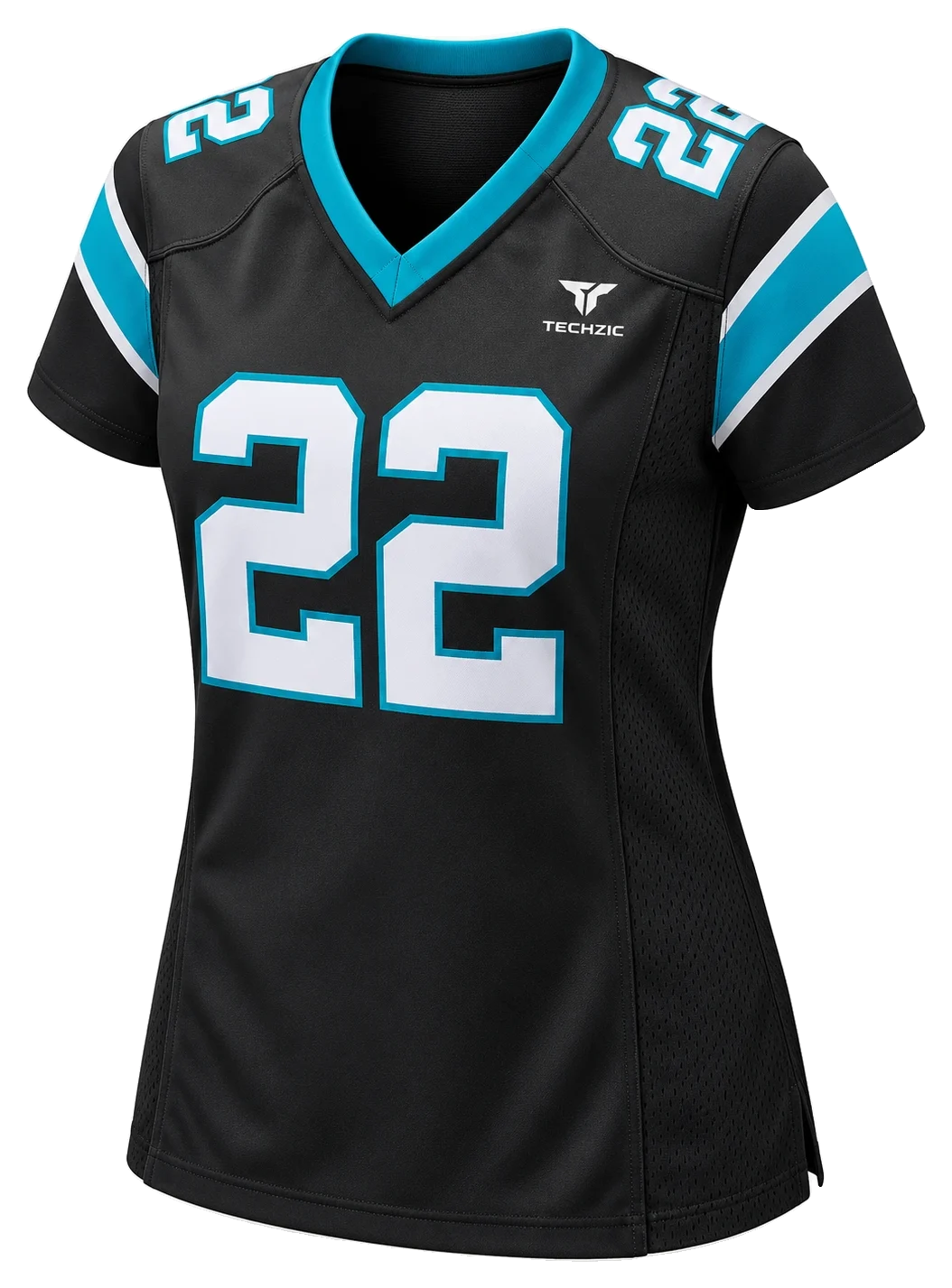 TECHZIC Women's Teal-Trim Football Jersey - American Football Jerseys by TECHZIC