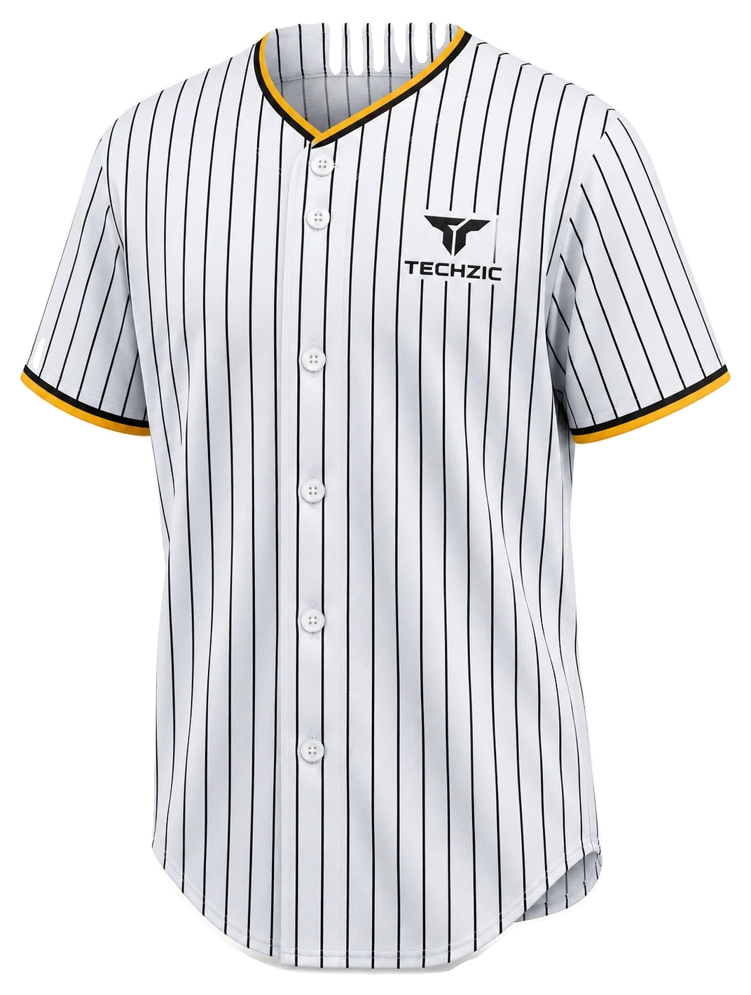 TECHZIC Gold-Trim Pinstripe Baseball Jersey - Baseball Jerseys by TECHZIC
