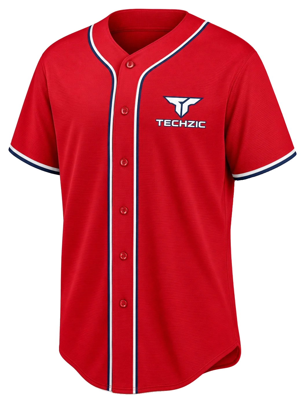 TECHZIC Piped Button-Front Baseball Jersey - Baseball Jerseys by TECHZIC