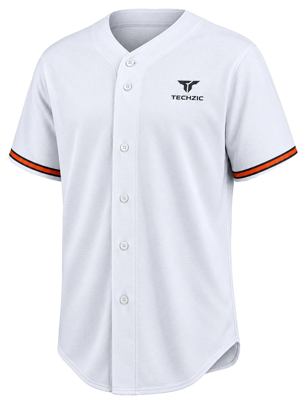 TECHZIC Orange-Cuff-Trim Baseball Jersey - Baseball Jerseys by TECHZIC