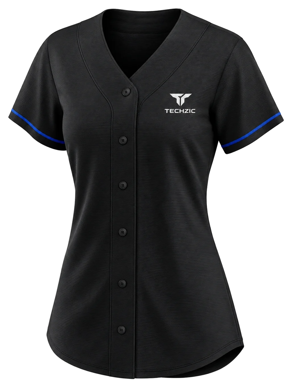 TECHZIC Women's Fine-Cuff-Trim Baseball Jersey - Baseball Jerseys by TECHZIC