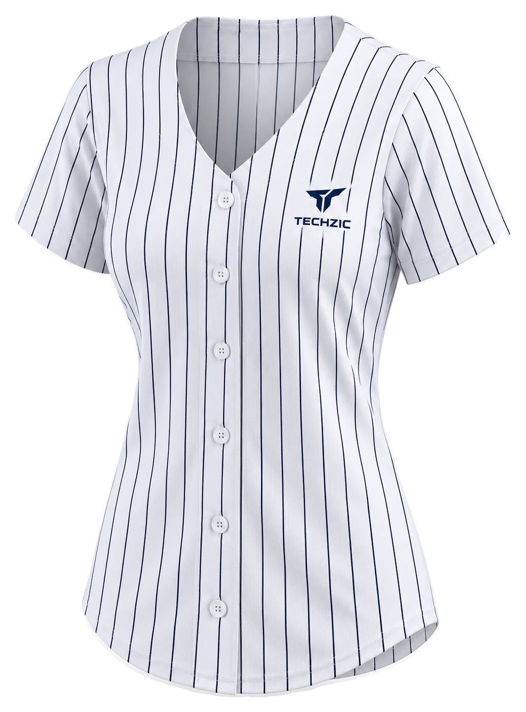 TECHZIC Women's Pinstripe Baseball Jersey - Baseball Jerseys by TECHZIC
