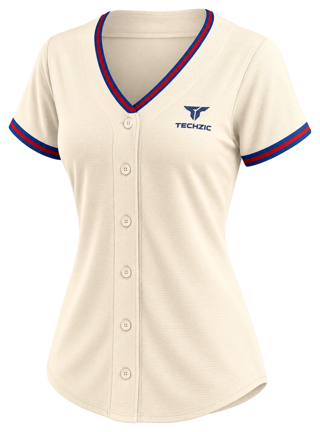 TECHZIC Women's Tricolour-Trim Baseball Jersey - Baseball Jerseys by TECHZIC