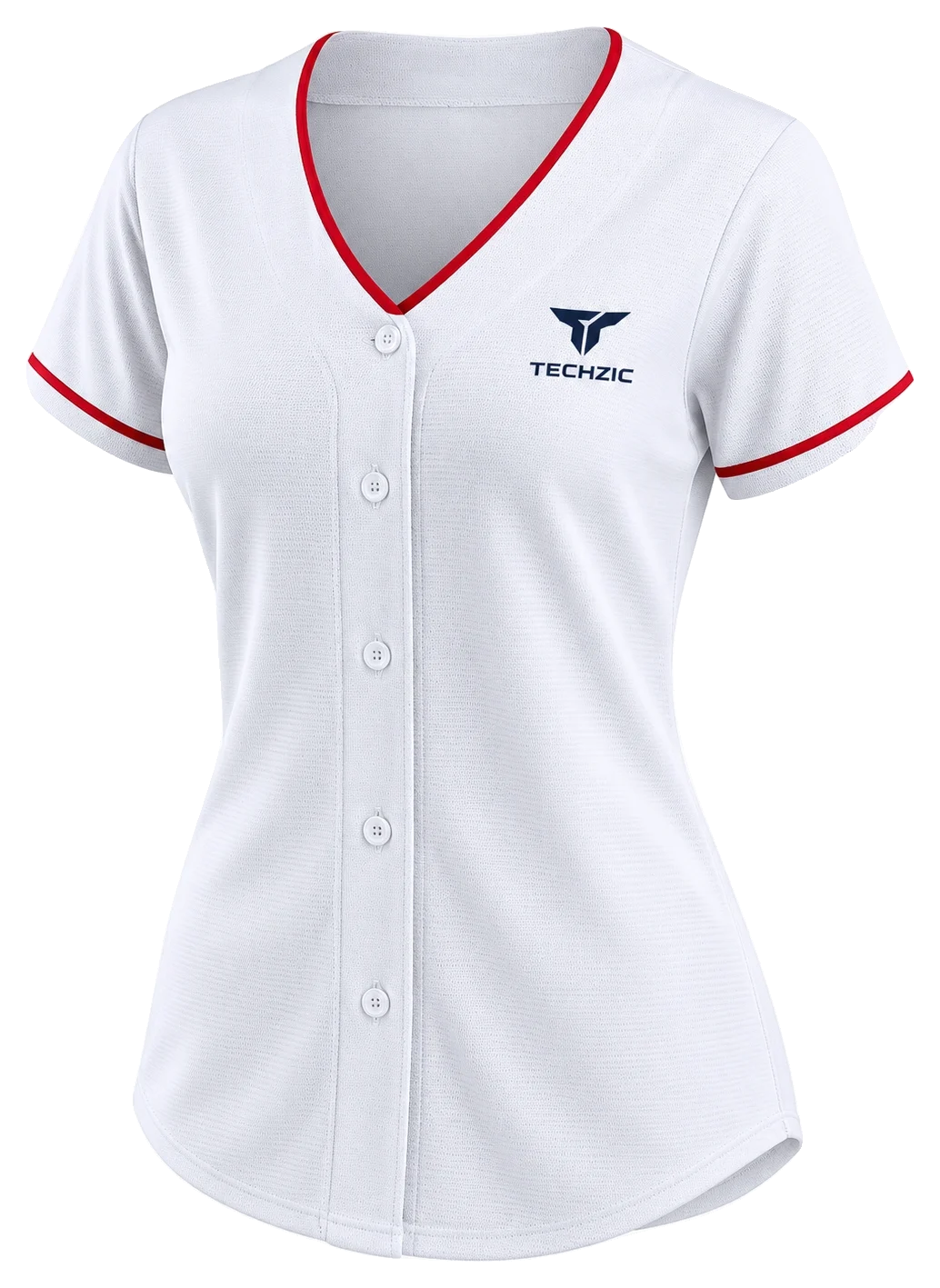 TECHZIC Women's Red-Trim Baseball Jersey - Baseball Jerseys by TECHZIC