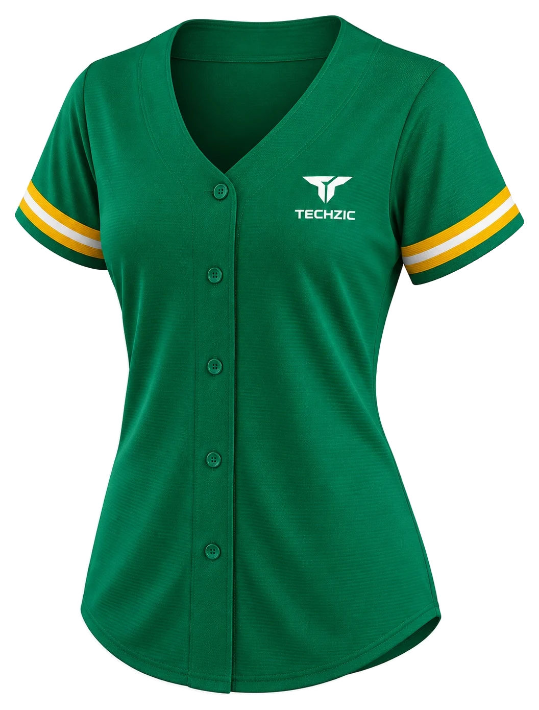 TECHZIC Women's Gold-Stripe Baseball Jersey - Baseball Jerseys by TECHZIC